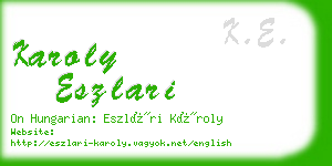 karoly eszlari business card